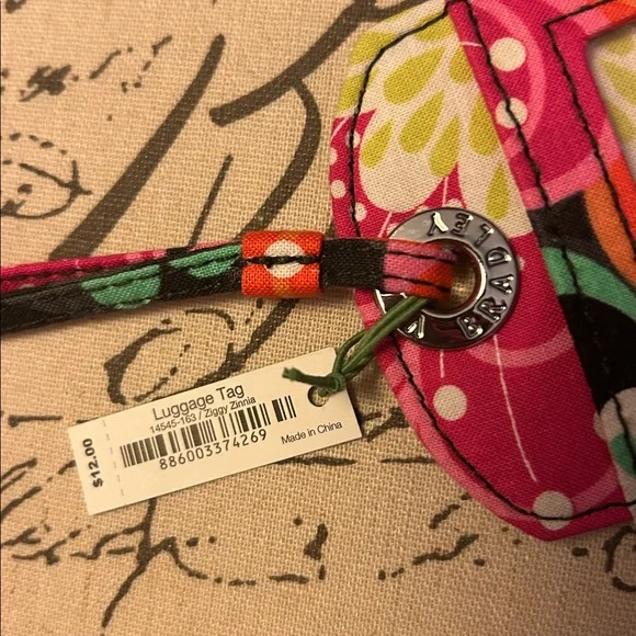 Vera Bradley Luggage Tag ID Badge Holder NWT Ziggy Zinnia Pattern - Picture 5 of 11